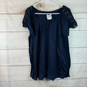 New York Laundry Blue Short Sleeve Blouse Size Large